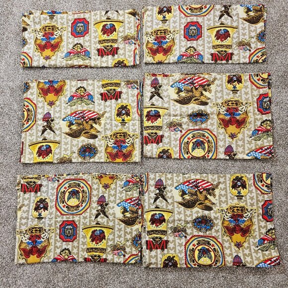 Vintage Patriotic Bicentennial Americana Fabric Curtain Panels 1970s Set of 6 - Picture 11 of 11